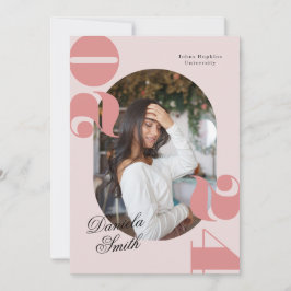 Roze Vette Typografie Klasse van 2024 Afstuderen Kaart