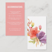 Roze Vette Wildbloemen bruiloft ACCOMMODATIE Informatiekaartje (Voorkant / Achterkant)
