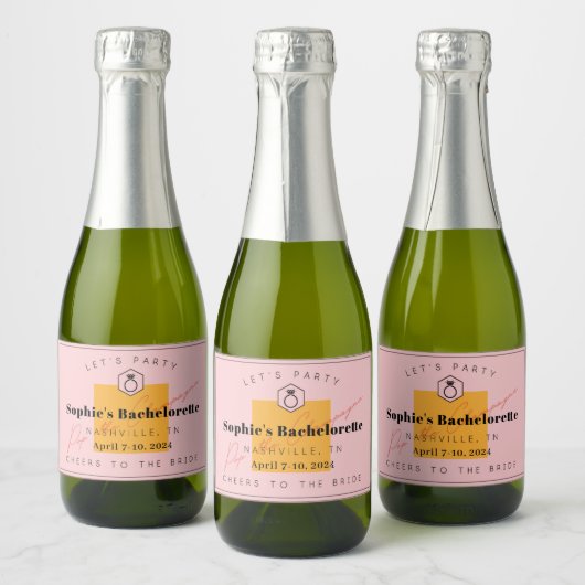 Roze Veuve Bachelorette Party Mini Champagne Label Sparkling Wijnetiket (Flessen)