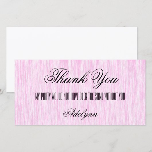 Roze vezel bedankkaart (Voorkant / Achterkant)