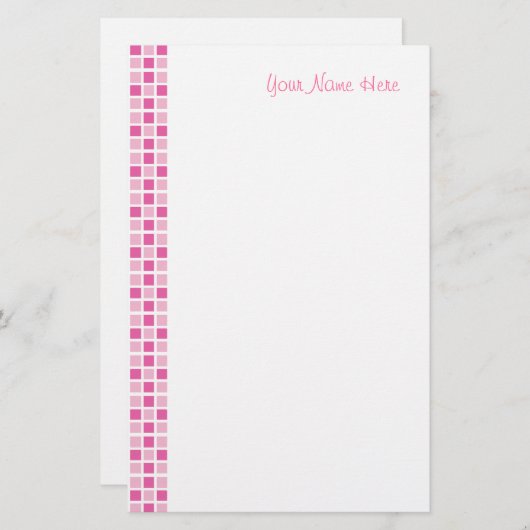 Roze viaarpatroon briefpapier (Voorkant / Achterkant)