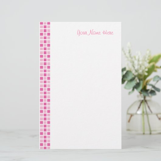 Roze viaarpatroon briefpapier (Staand voorkant)