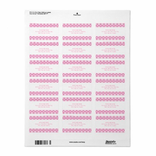 Roze viaarpatroon etiket (Full Sheet)
