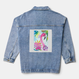 Roze Vibes Alleen – Roze Flamingo Denim Jacket