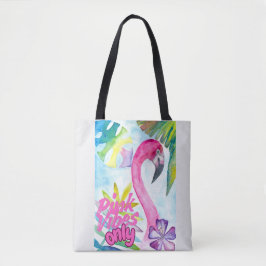 Roze Vibes Alleen – Roze Flamingo Tote Bag