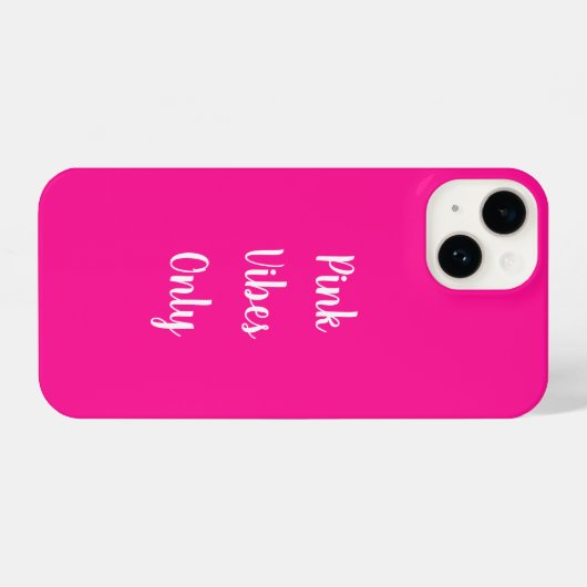 Roze Vibes Alleen Typografie Hot Pink iPhone Hoesje (Achterkant horizontaal)