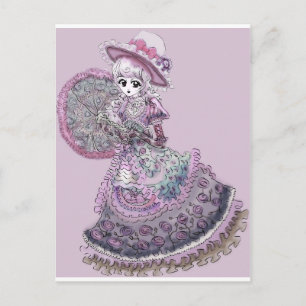 Roze Victoriaans Anime Girl Gothic Lolita  Briefkaart