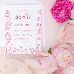 Roze Victoriaans bloemig Elegant Vrijgezellenfeest Kaart