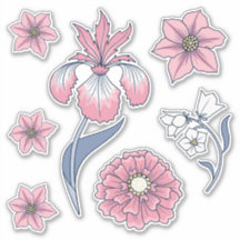 Roze Victoriaans Floral Art Sticker Pack