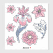 Roze Victoriaans Floral Art Sticker Pack (Vel)