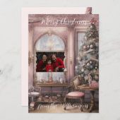 roze Victoriaans foto Feestdagenkaart (Voorkant / Achterkant)