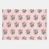 Roze Victoriaans Gotisch Glam Skelet en Damask Inpakpapier Vel (Voorkant 2)