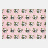 Roze Victoriaans Gotisch Glam Skelet en Damask Inpakpapier Vel (Voorkant)