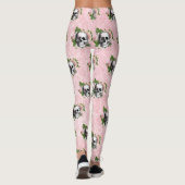 Roze Victoriaans Gotisch Glam Skelet en Damask Leggings (Achterkant)