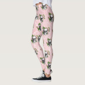 Roze Victoriaans Gotisch Glam Skelet en Damask Leggings (Links)