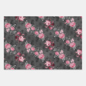 Roze Victoriaans Gotische Glam Skull en Damask Inpakpapier Vel (Voorkant 2)