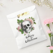 Roze Victoriaans Gotische Schedel Damask Halloween Bedankzakje (Gezegeld)