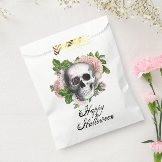 Roze Victoriaans Gotische Schedel Damask Halloween Bedankzakje (Gezegeld)