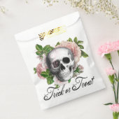 Roze Victoriaans Gotische Schedel Damask Halloween Bedankzakje (Gezegeld)