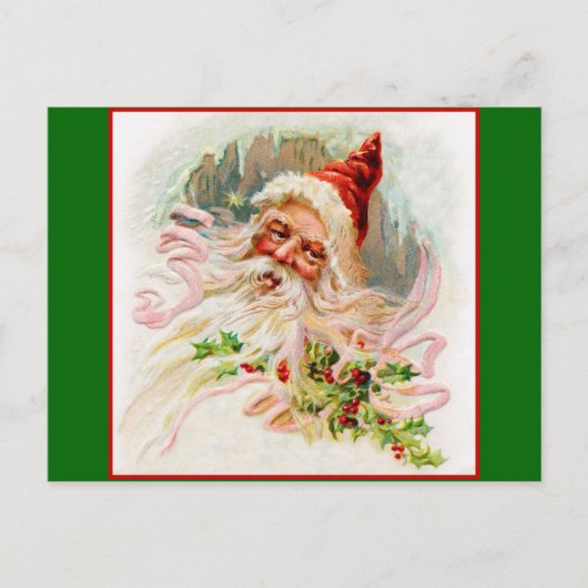 Roze Victoriaans Kerstman Feestdagenkaart (Voorkant)