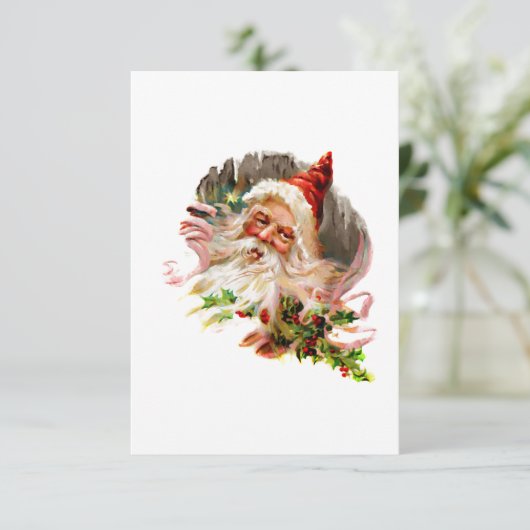 Roze Victoriaans kerstman Kaart (Staand voorkant)