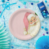 Roze  Victoriaans kerstman Shabby Papieren Bordje (Feest)
