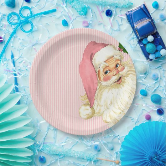 Roze  Victoriaans kerstman Shabby Papieren Bordje (Feest)