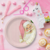Roze  Victoriaans kerstman Shabby Papieren Bordje (Feest)