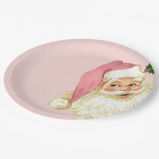 Roze Victoriaans kerstman Shabby Papieren Bordje (Gekanteld)