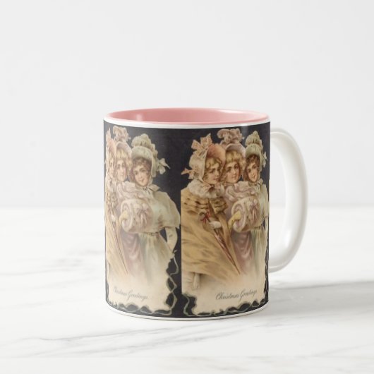 Roze Victoriaans Kerstmis Mok (Voorkant rechts)