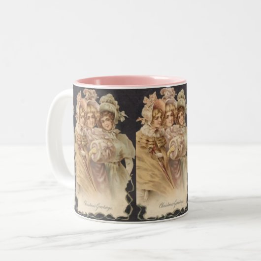 Roze Victoriaans Kerstmis Mok (Voorkant links)