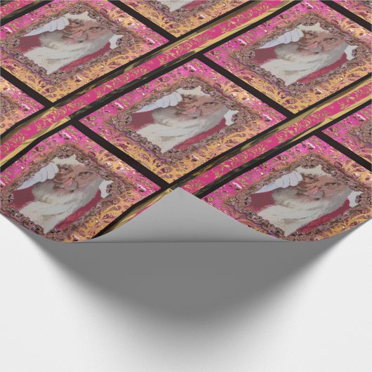 Roze Victoriaans Kerstmis van de kerstman, mysteri Cadeaupapier (Hoek)