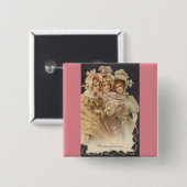  roze Victoriaans kerstpin Button Badge (Voorkant /achterkant)