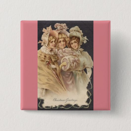  roze Victoriaans kerstpin Button Badge (Voorkant)