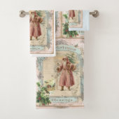 Roze Victoriaans kerststijl voor kerstmis Bad Handdoek (Insitu)