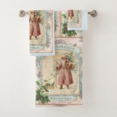 Roze Victoriaans kerststijl voor kerstmis Bad Handdoek (Insitu)