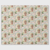 Roze Victoriaans kerststijl voor kerstmis Cadeaupapier (Vlak)