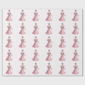 Roze Victoriaans Mode Lady Cadeaupapier (Vlak)