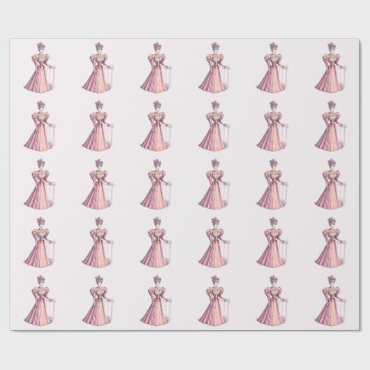 Roze Victoriaans Mode Lady Cadeaupapier (Vlak)