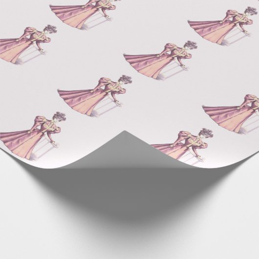 Roze Victoriaans Mode Lady Cadeaupapier (Hoek)