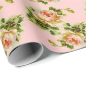 Roze Victoriaans Roos Cadeaupapier (Rol Hoek)