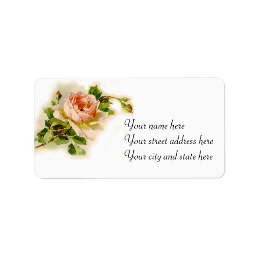 Roze Victoriaans Roos Etiket (Voorkant)