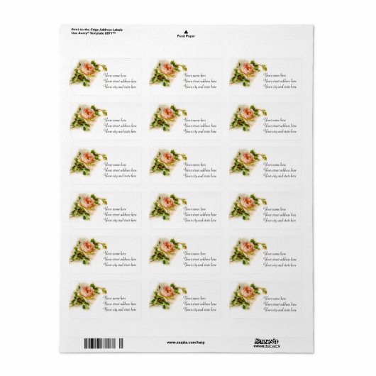 Roze Victoriaans Roos Etiket (Full Sheet)