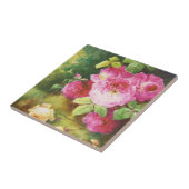 Roze Victoriaans Roos Tegeltje (Zijkant)