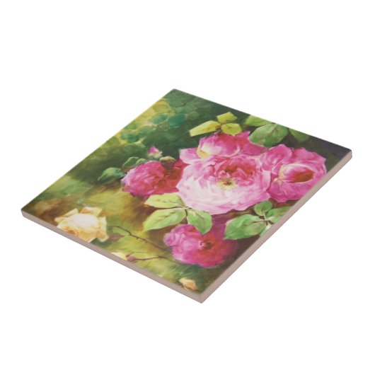 Roze Victoriaans Roos Tegeltje (Zijkant)