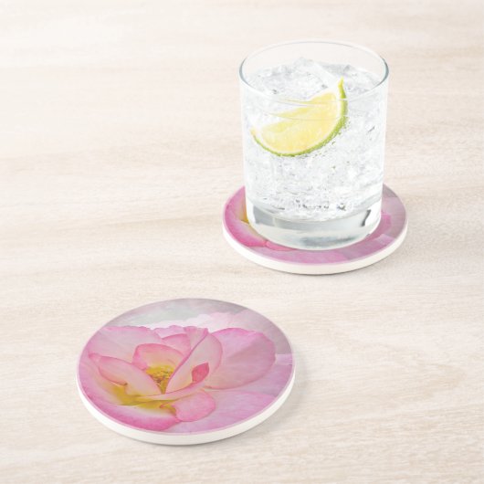 Roze Victoriaans Roos Zandsteen Onderzetter (Zijkant)