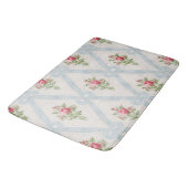 Roze Victoriaans Rozen met blauw lintrooster Badmat (Gekanteld)