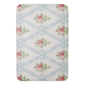 Roze Victoriaans Rozen met blauw lintrooster Badmat (Voorkant Verticaal)