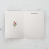 Roze Victoriaans Rozen met blauw lintrooster Bedankkaart (Binnen)