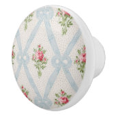 Roze Victoriaans Rozen met blauw lintrooster Keramische Knop (Rechts)